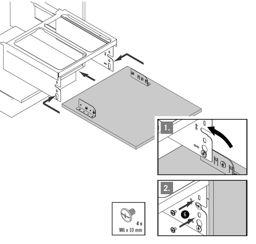 Bevestig en klap de kastdeur omhoog.