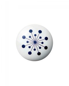 Flower Porselein Knop / Haak - Blauw - Anne Black