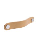 Loop Round Handgreep - Natuurleder / Gepolijst Chroom - Beslag Design