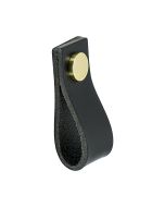 Kast Handgreep Loop - Leer Zwart / Messing - Beslag Design