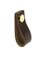 Kast Handgreep Loop - Leer Bruin / Messing - Beslag Design