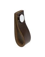Kast Handgreep Loop - Leer Bruin / Gepolijst Chroom - Beslag Design