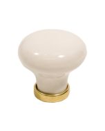 Knop 24136 - Porcelein / Gepolijst Messing - Beslag Design
