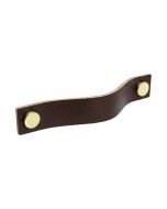 Kast Handgreep Loop - Bruin Leder / Messing - Beslag Design