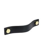 Kast Handgreep  Loop - Zwart Leder / Messing - Beslag Design