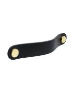 Loop Round Handgreep - Zwart Leder / Gepolijst Messing - Beslag Design