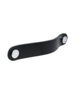 Loop Round Handgreep - Zwart Leder / Gepolijst Chroom - Beslag Design