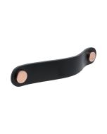 Loop Round Handgreep - Zwart Leder / Gepolijst Koper - Beslag Design