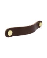 Loop Round Handgreep - Bruin Leder / Gepolijst Messing - Beslag Design