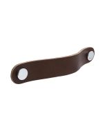 Loop Round Handgreep - Bruin Leder / Gepolijst Chroom - Beslag Design