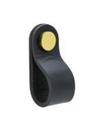 Loop Round Knop - Zwart Leder / Gepolijst Messing - Beslag Design