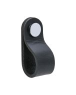 Loop Round Knop - Zwart Leder / Gepolijst Chroom - Beslag Design