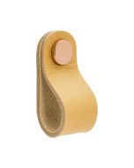 Loop Round Knop - Natuurlijk Leder / Gepolijst Koper - Beslag Design